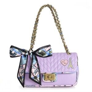 Karl Lagerfeld Agyness Leather Shoulder Bag In Lavender Paris Quilted Chain